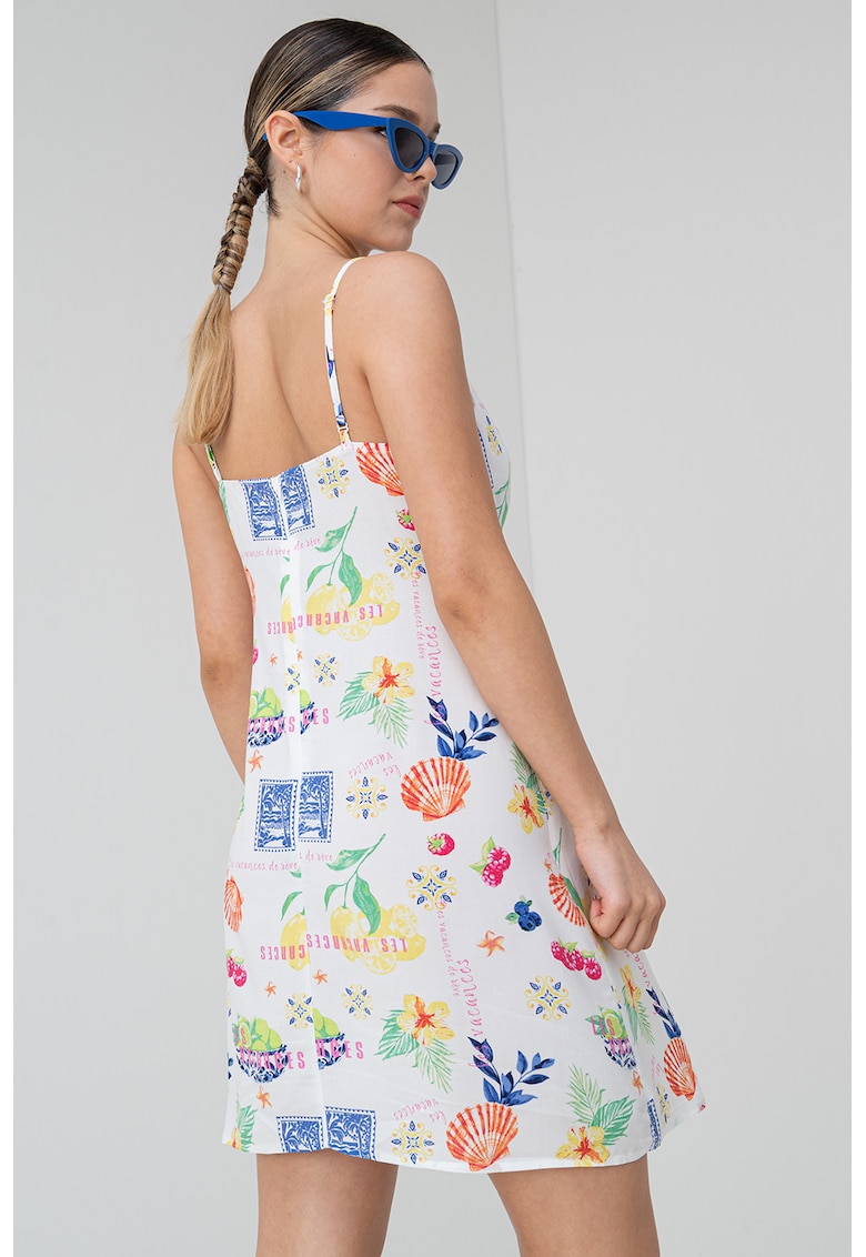 Rochie cu decolteu in V si model - Multicolor