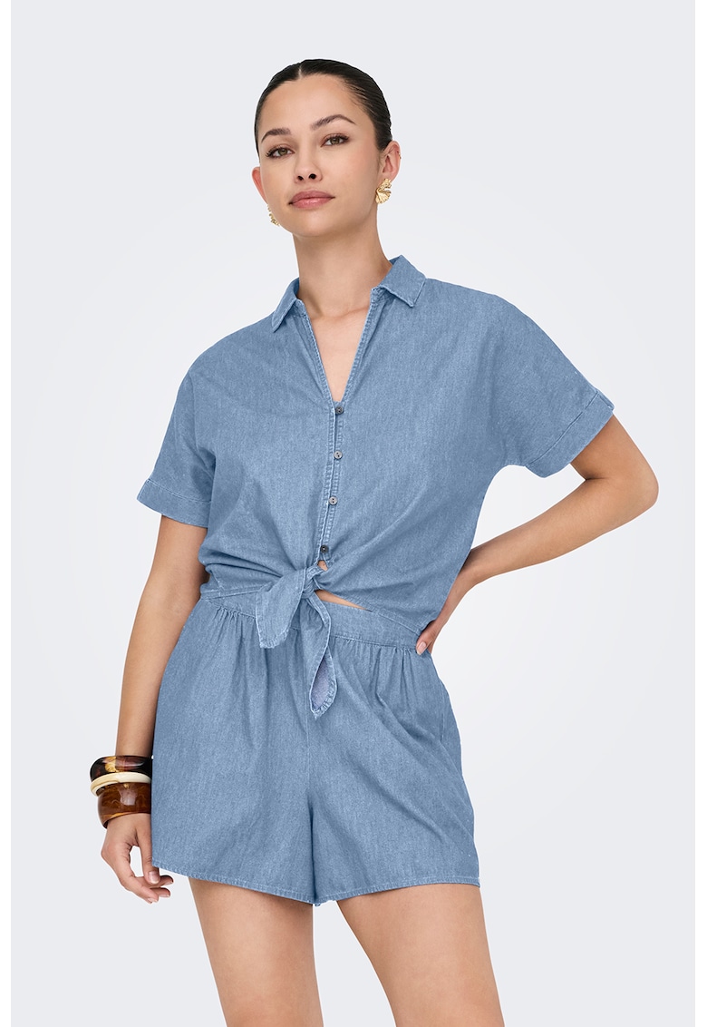 Camasa crop cu decolteu in V