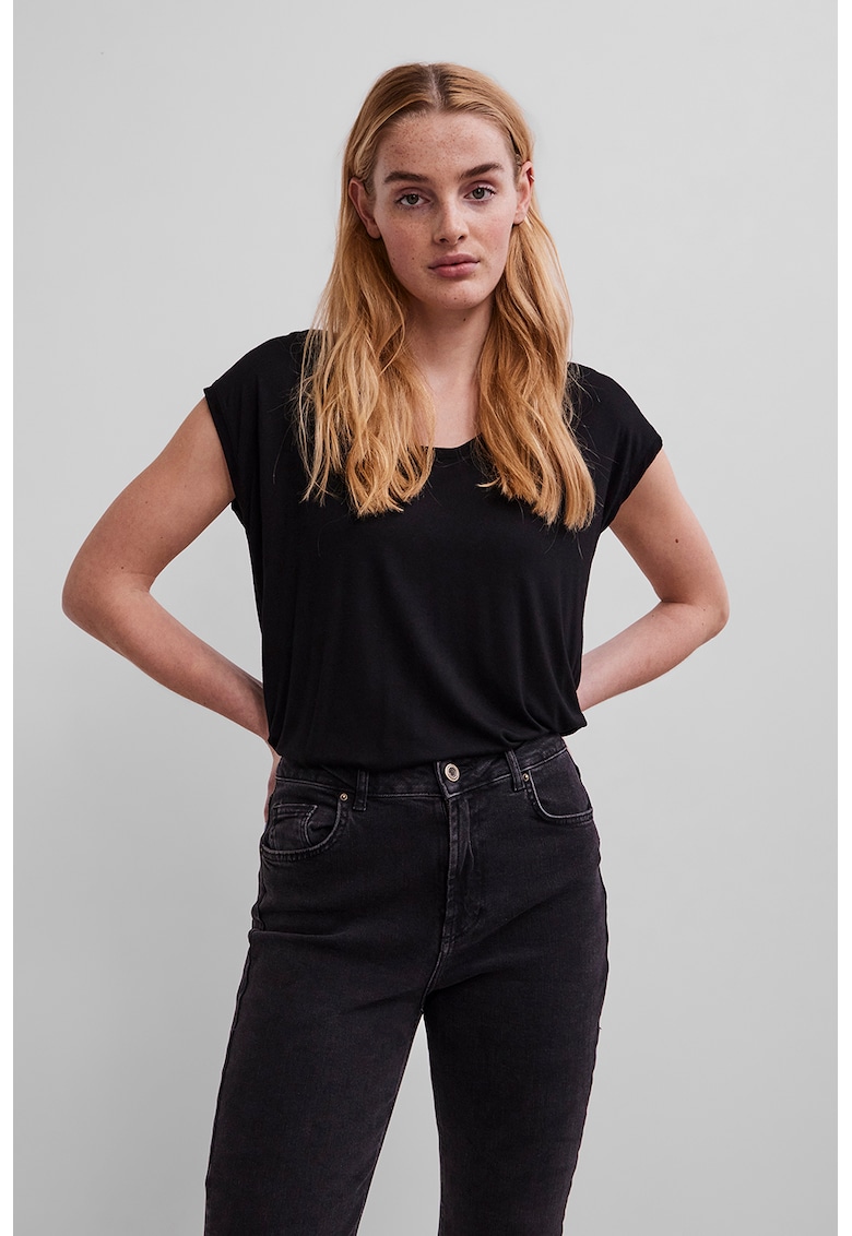 Tricou uni cu decolteu rotund