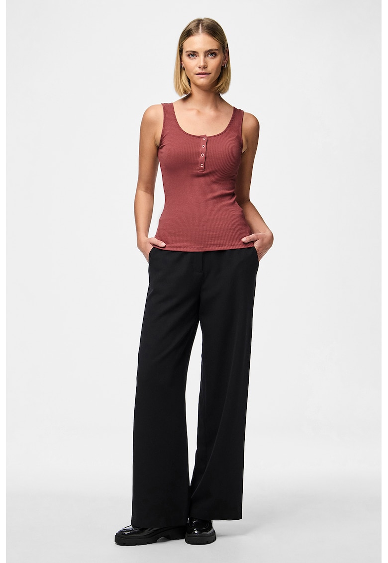 Top din amestec de bumbac organic cu decolteu henley