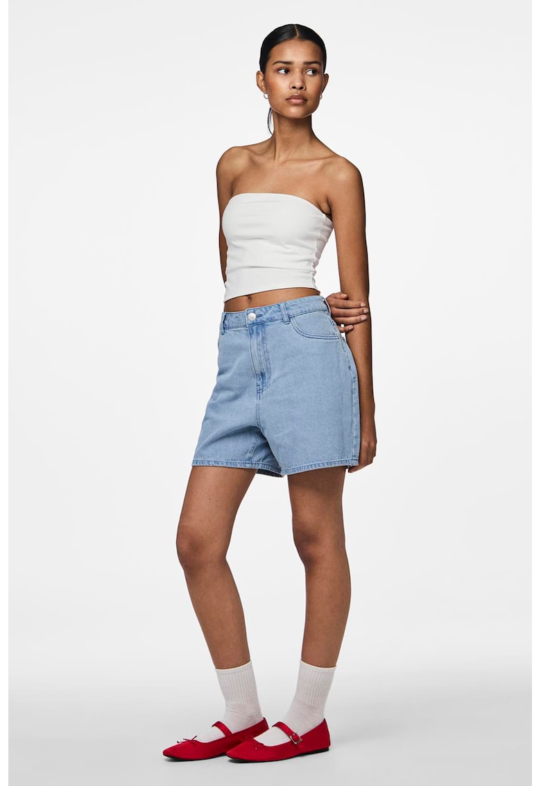Blugi scurti cu talie medie - Albastru deschis