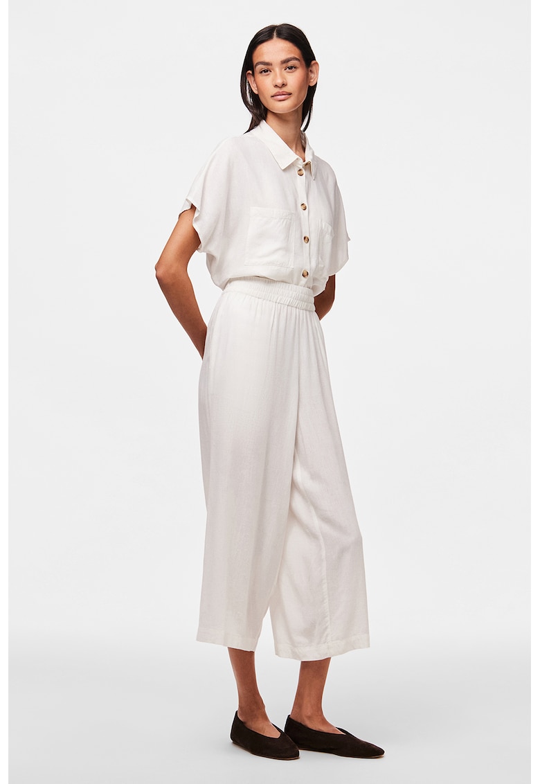 Pantaloni culotte din amestec de in