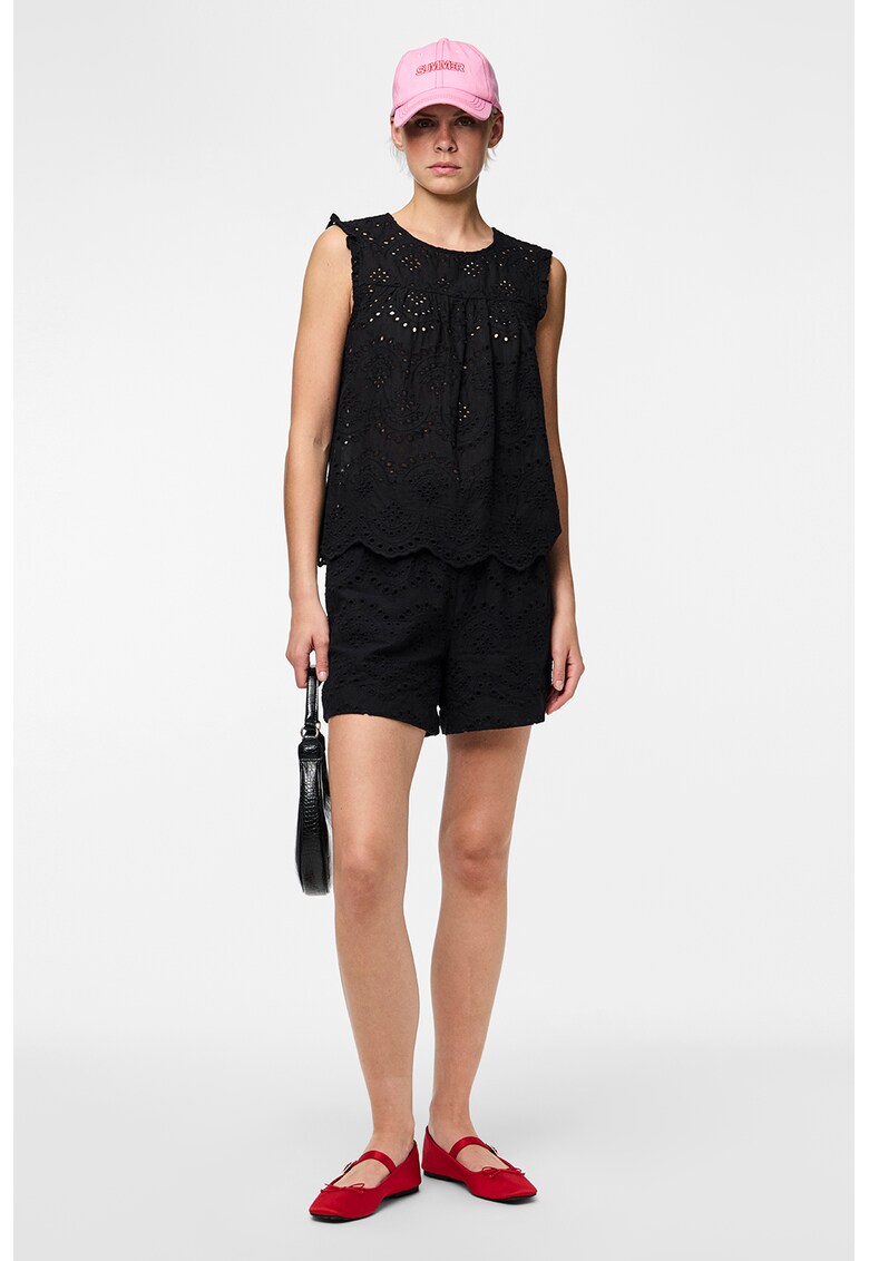 Pantaloni scurti cu talie inalta - Negru