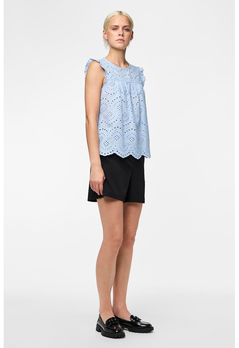 Top din dantela Sangallo - Albastru deschis