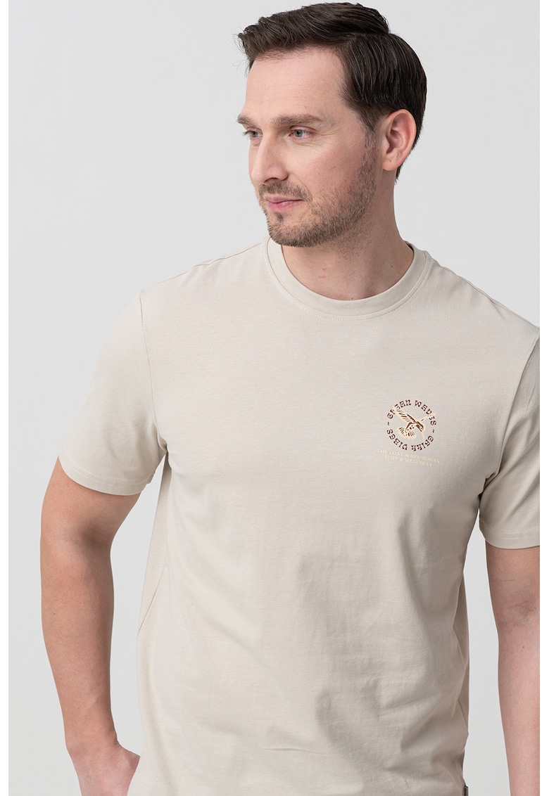 Tricou de bumbac organic - Visiniu/Alb fildes/Bej