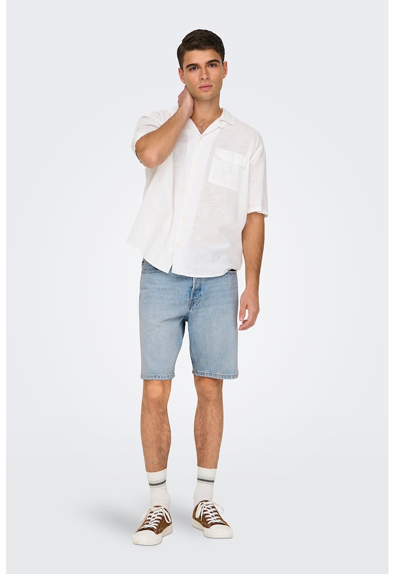 Bermude de denim cu talie medie