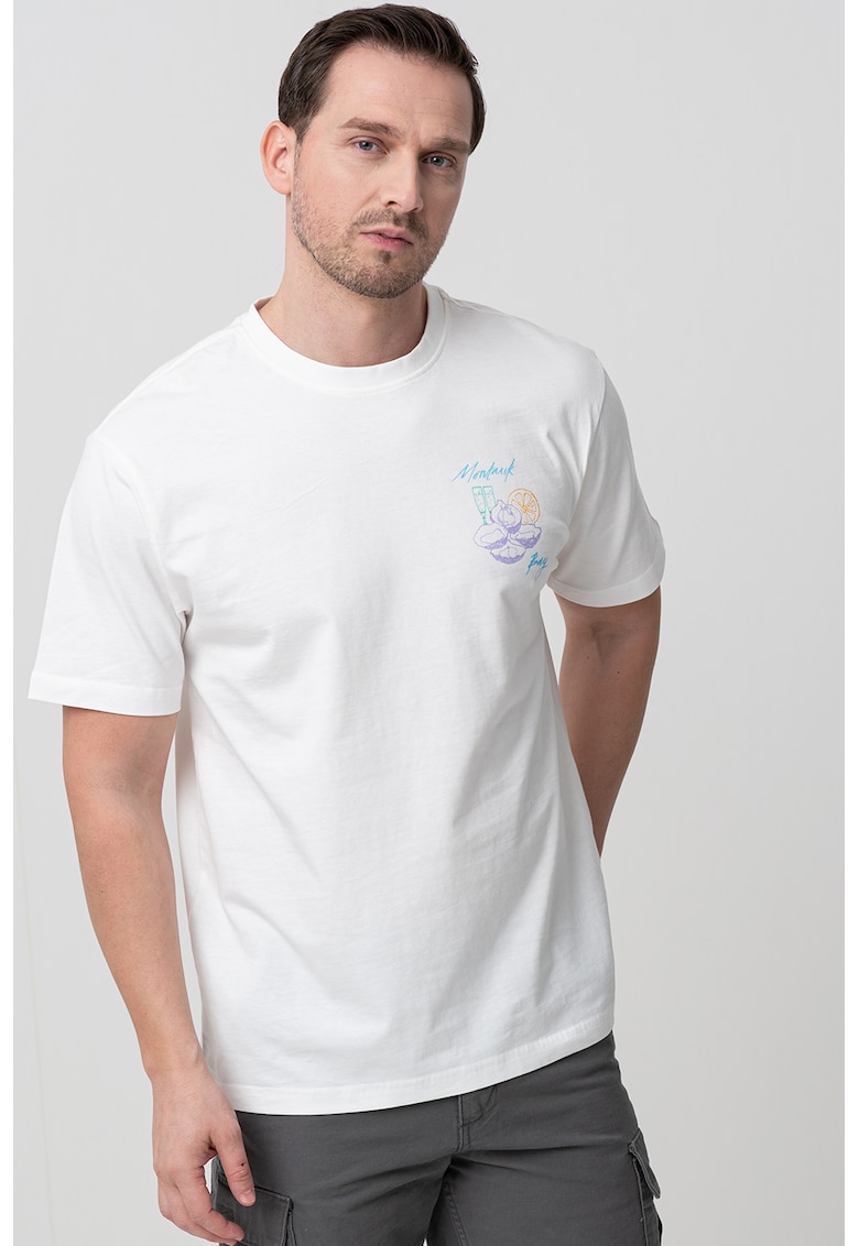 Tricou de bumbac organic cu imprimeu pe piept Tricou de bumbac organic cu imprimeu pe piept