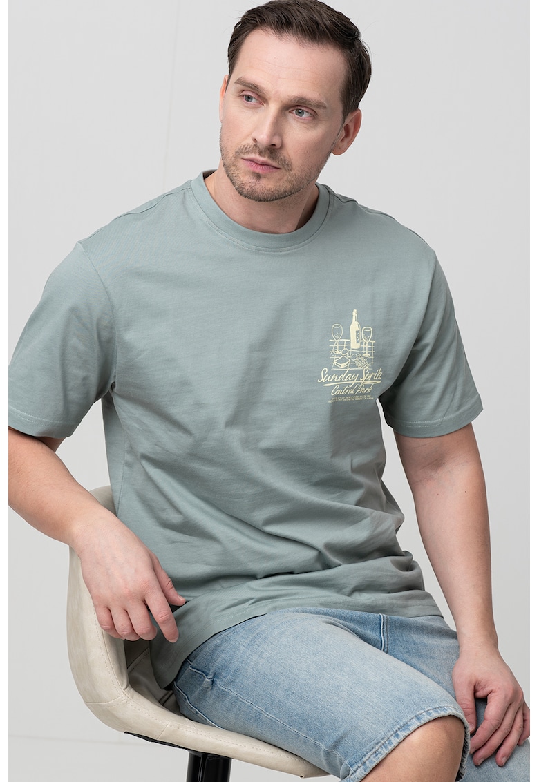 Tricou de bumbac organic cu imprimeu pe piept Tricou de bumbac organic cu imprimeu pe piept