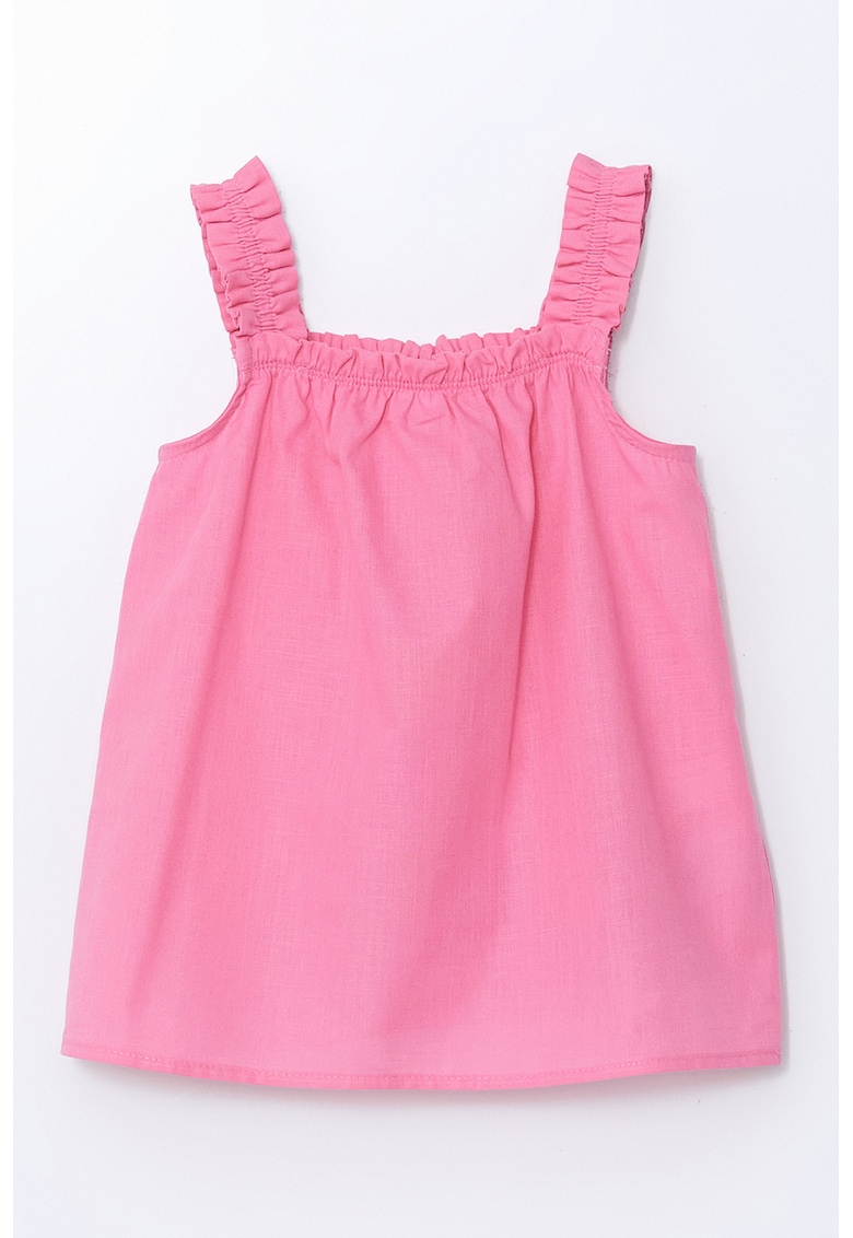 Top din bumbac cu bretele cu fronseuri