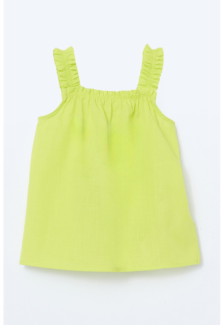 Top din bumbac cu bretele cu fronseuri