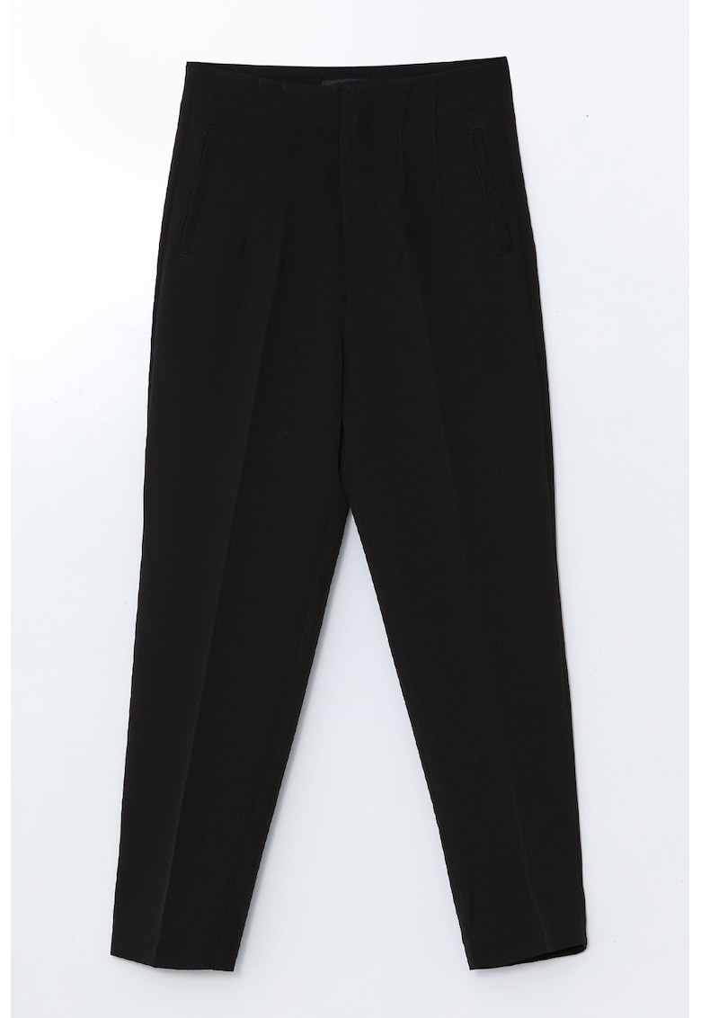 Pantaloni uni cu talie inalta