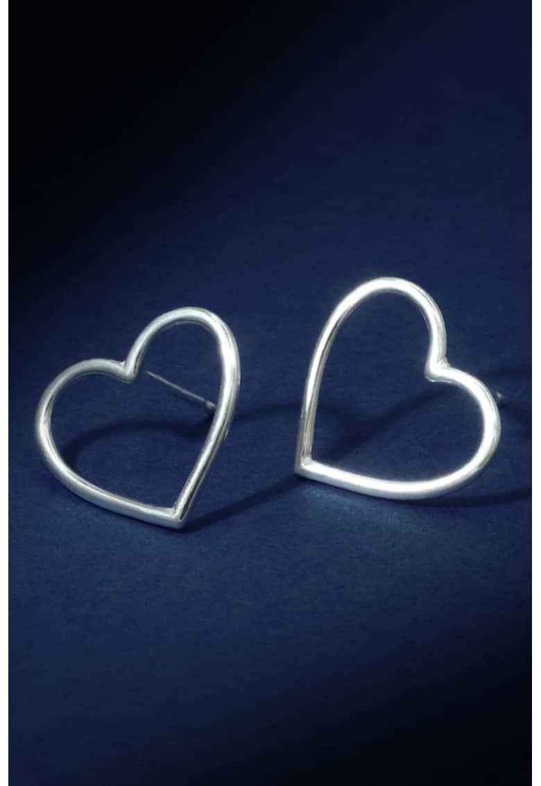 Cercei cu tija din argint veritabil in forma de inima