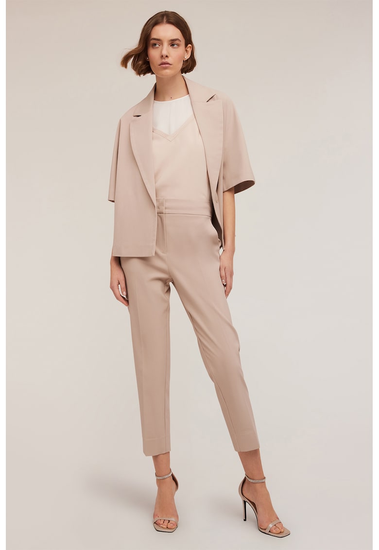 Pantaloni crop cu talie inalta - Maro taupe deschis