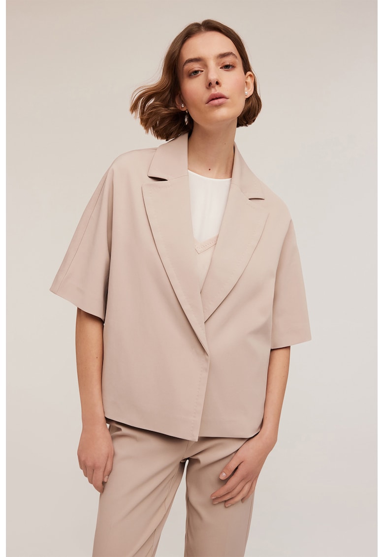 Sacou lejer cu maneci scurte - Alb fildes