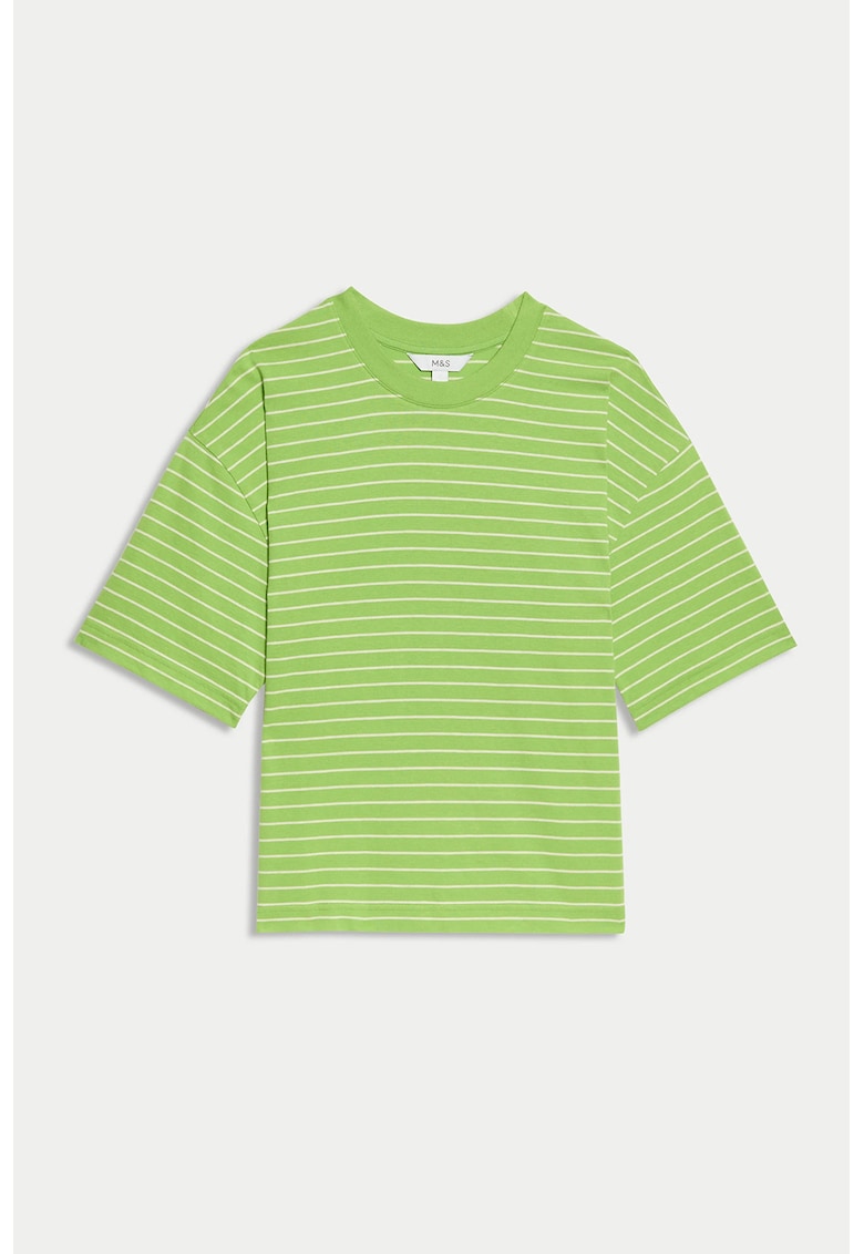 Tricou din bumbac cu model in dungi