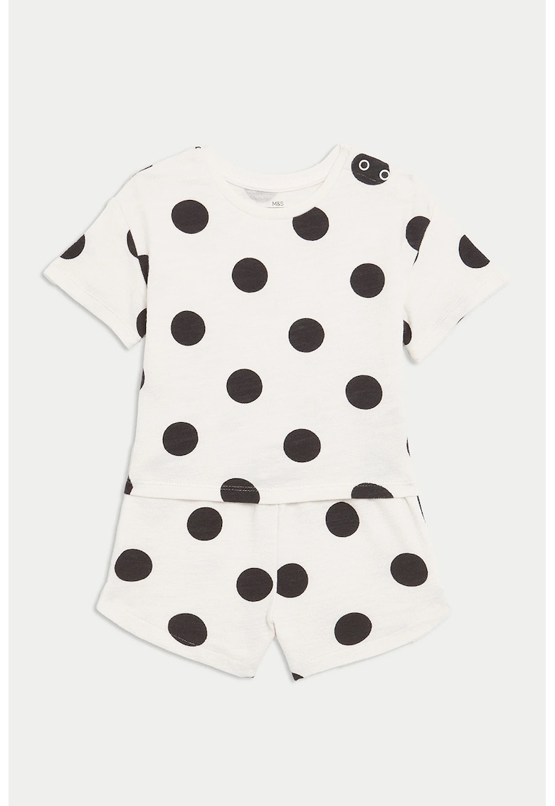 Set de tricou din bumbac si pantaloni scurti cu snur de ajustare