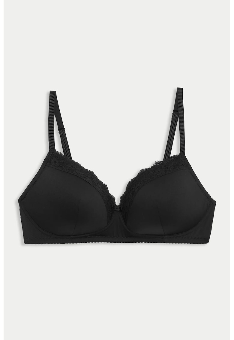 Sutien cu burete si insertii din dantela - Negru
