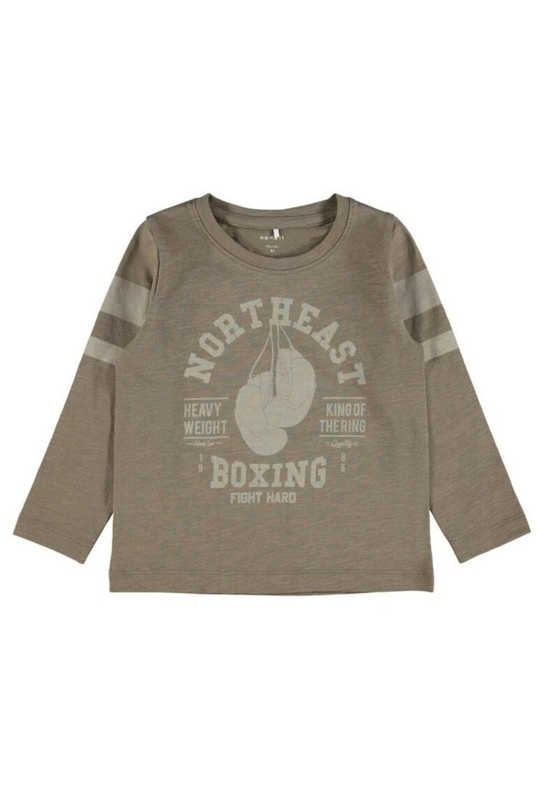 Tricou baieti  maneca lunga - imprimeu - bumbac - maro Tricou baieti  maneca lunga - imprimeu - bumbac - maro