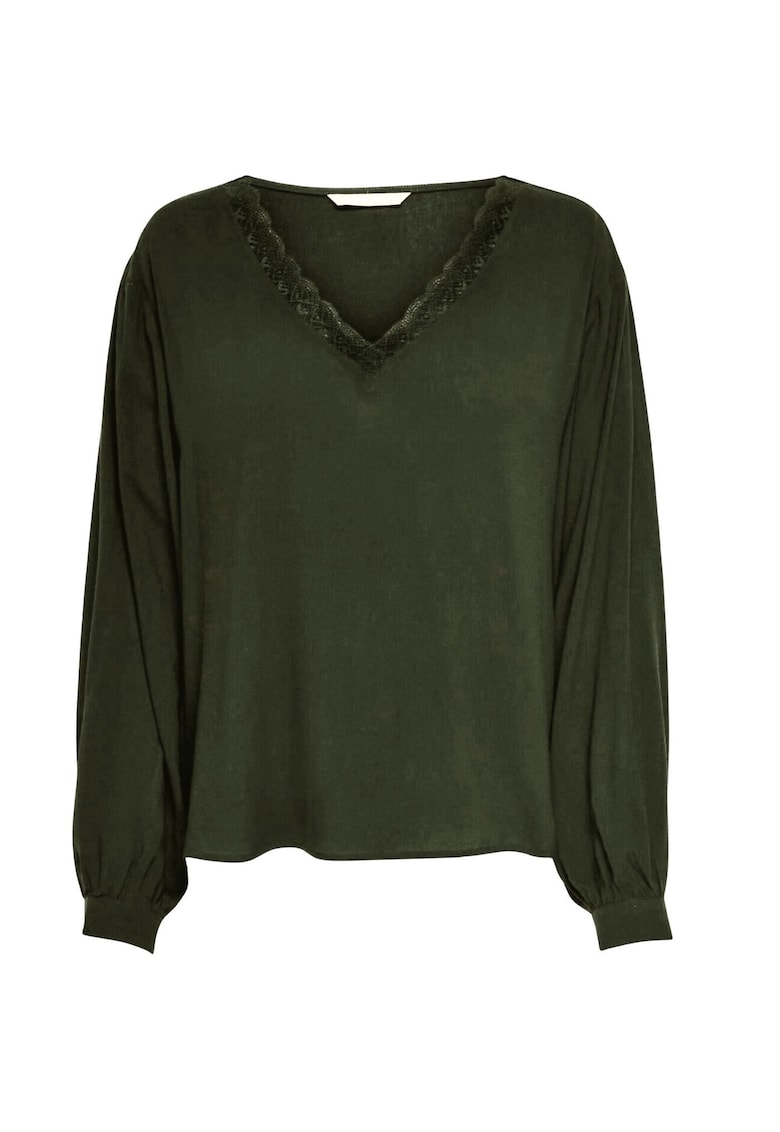 Bluza de dama Jasmine cu decolteu in V - kaki - S -