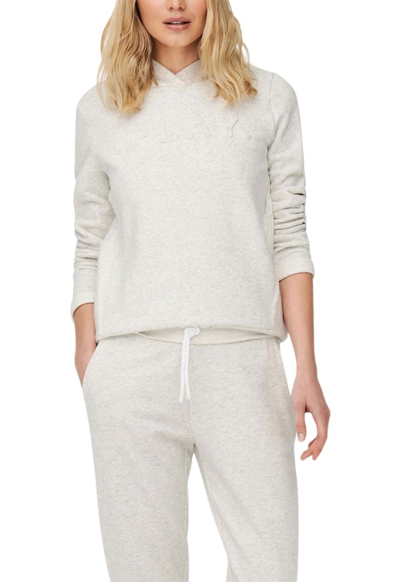 Hanorac dama Play - gri - bumbac si poliester - cu gluga - maneca lunga -