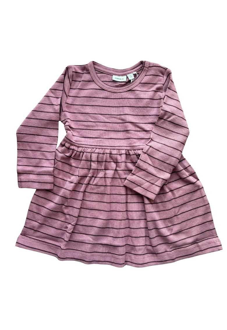 Rochie pentru fete -  dungi - roz - bumbac-elastan Rochie pentru fete -  dungi - roz - bumbac-elastan