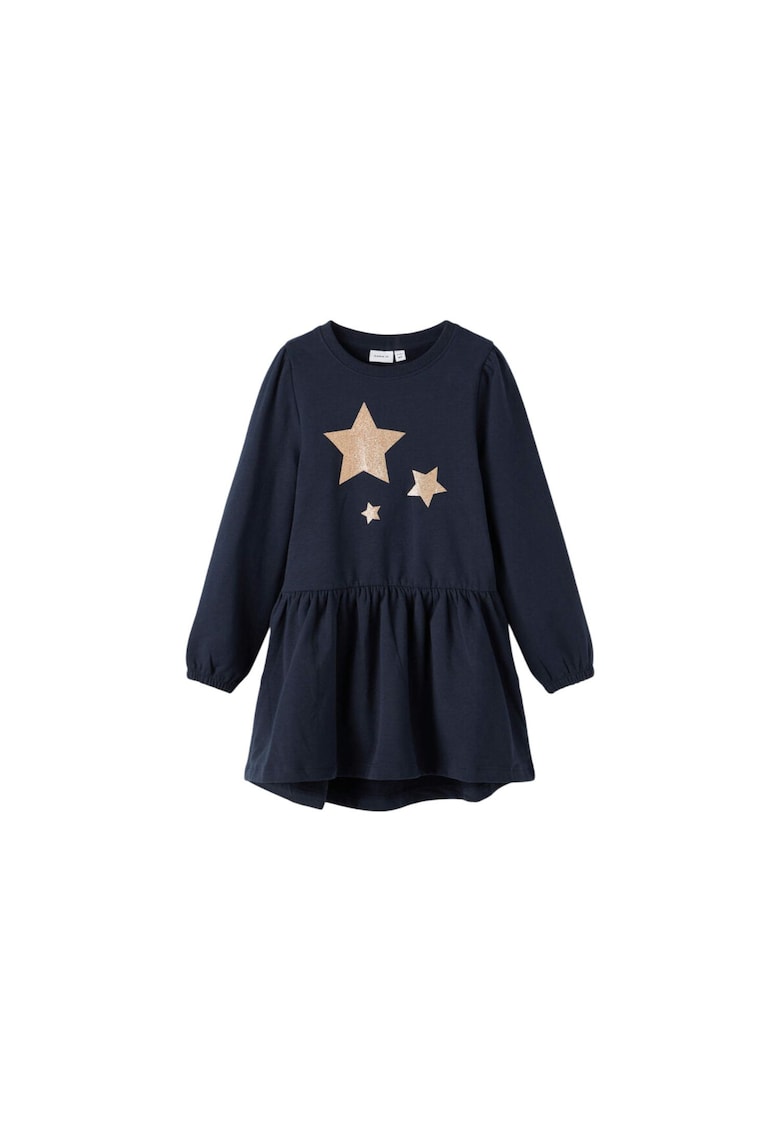 Rochie fete  bumbac - albastru marin - stele Rochie fete  bumbac - albastru marin - stele