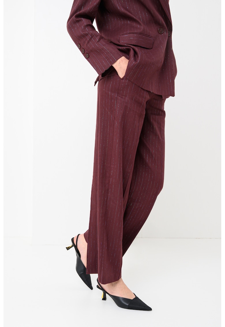 Pantaloni drepti din amestec de in