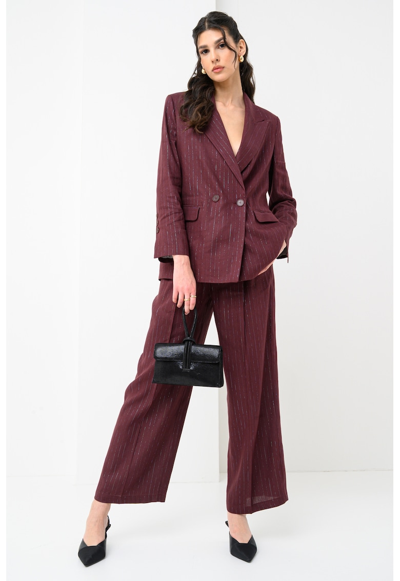 Pantaloni drepti din amestec de in