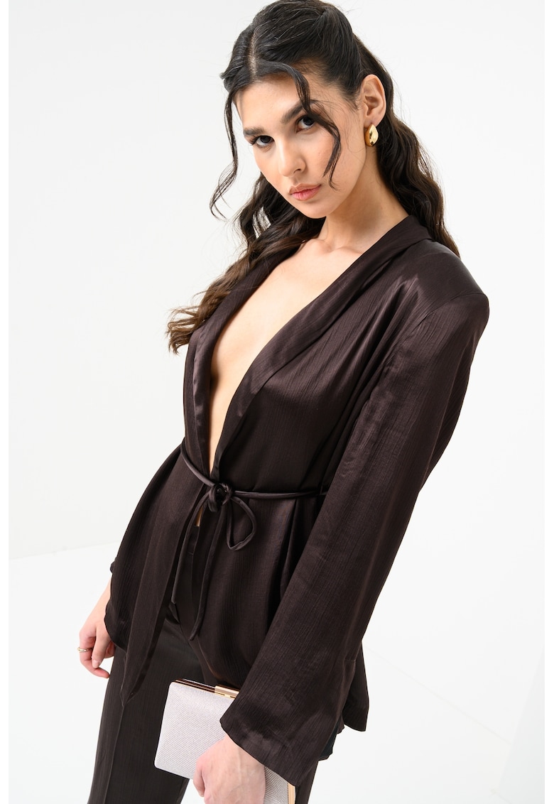 Sacou cu aspect satinat si cordon