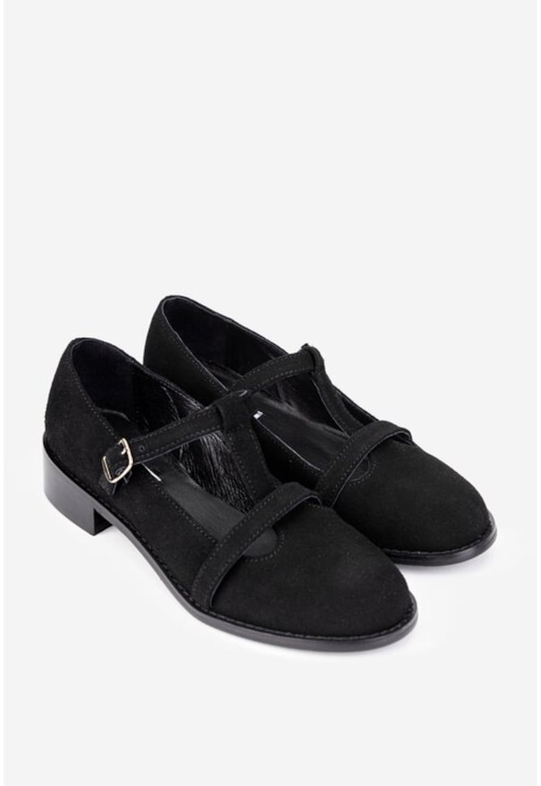 Pantofi dama din piele intoarsa - Negru
