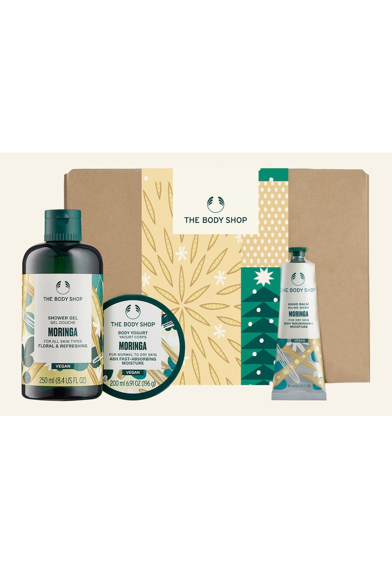 Set Cadou Nourish & Flourish Moringa - Gel de dus Moringa 250ml - Iaurt de corp Moringa 200ml - Balsam de maini Moringa 30ml