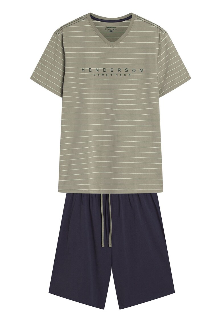 Pijama barbati Deli verde pal - gri