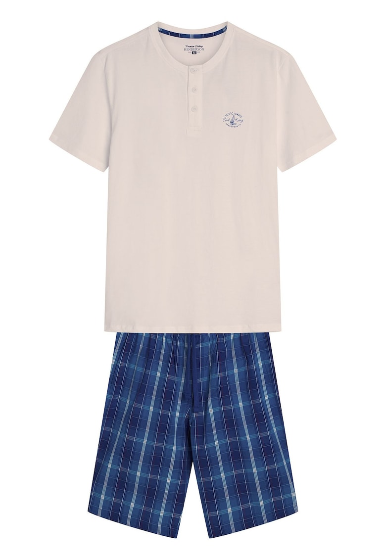 Pijama barbati Dock alb - albastru XXL