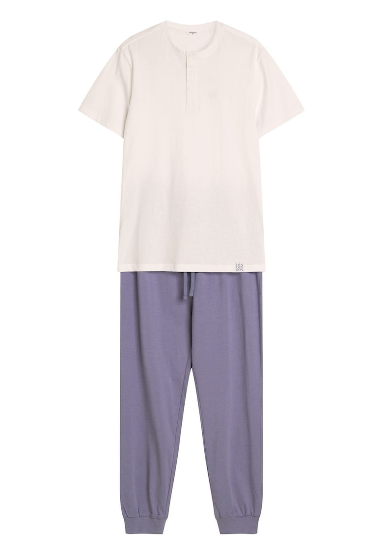 Pijama barbati Marc Alb-albastru