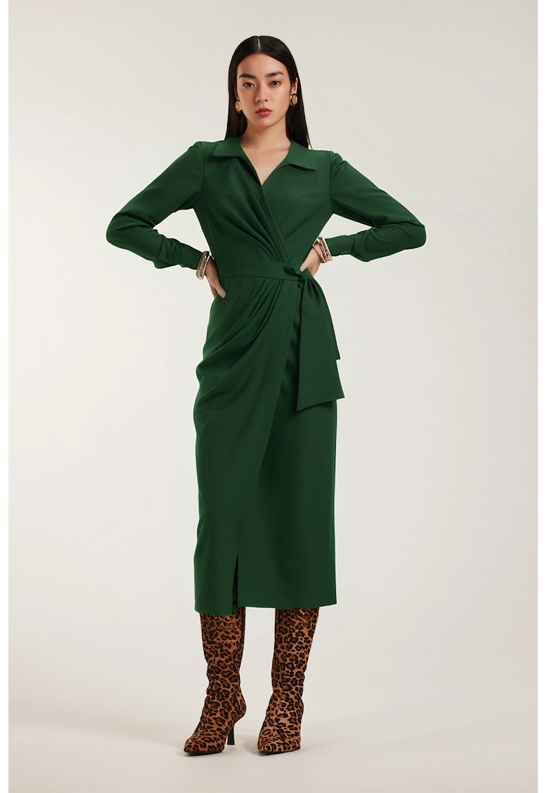 Rochie midi cu croiala petrecuta Margot