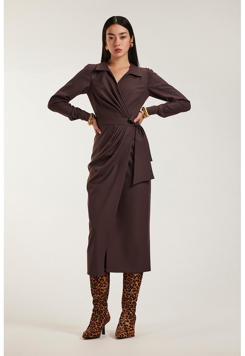 Rochie midi cu croiala petrecuta Margot