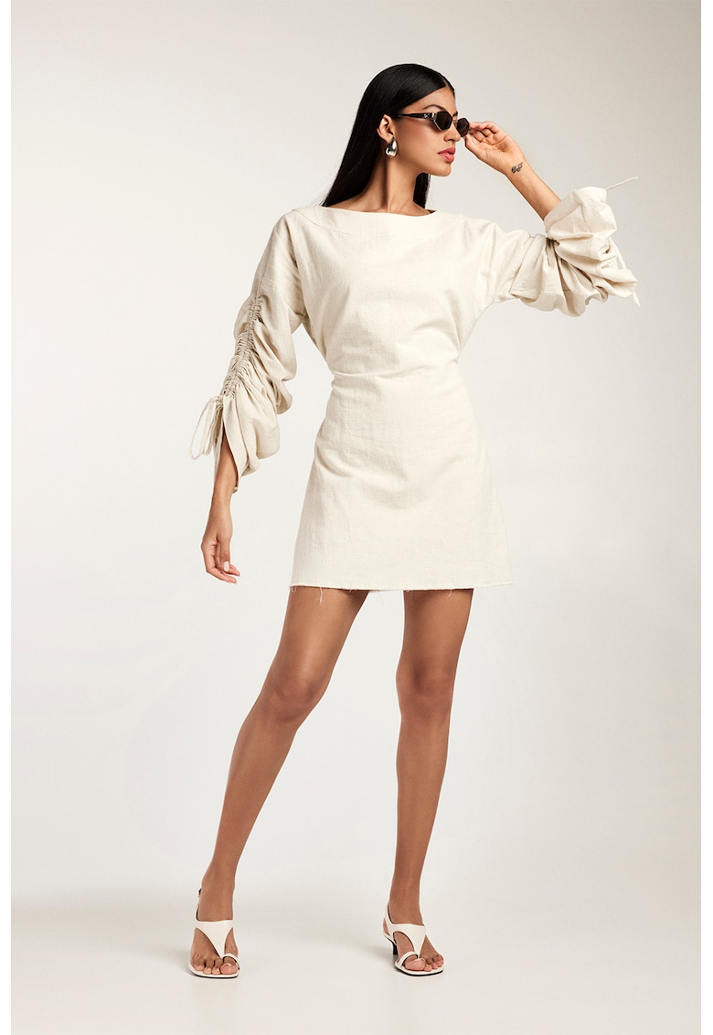 Rochie mini din bumbac cu maneci cu volane Sonya