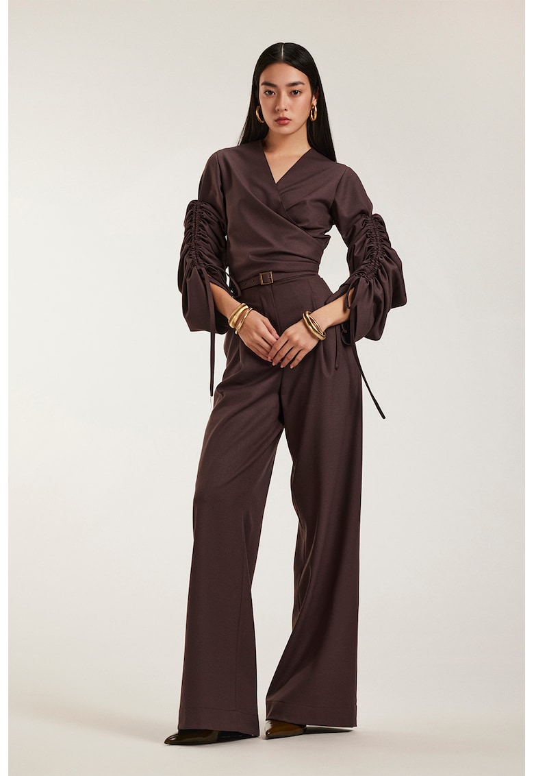 Set format din bluza si pantalon lung Renata - Maro