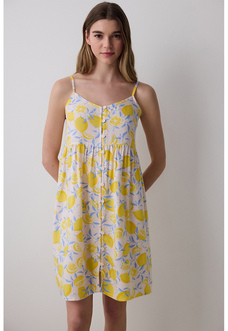 Camasa de noapte cu imprimeu frcute