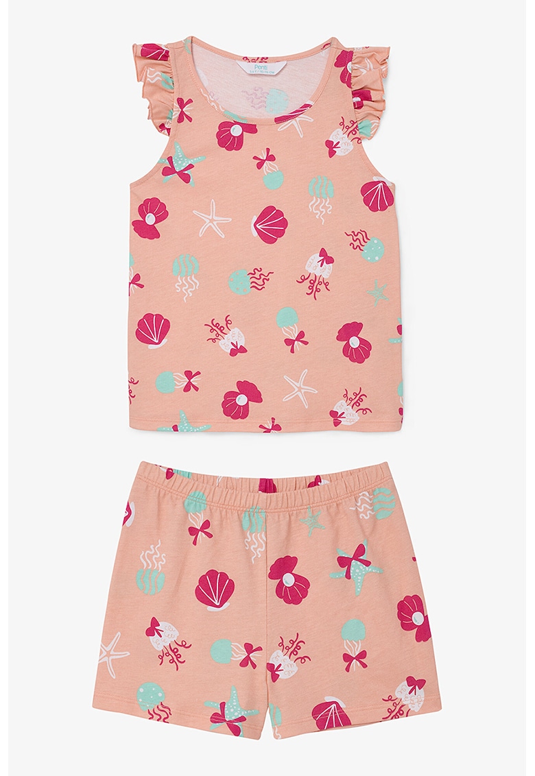 Pijama din bumbac cu imprimeu