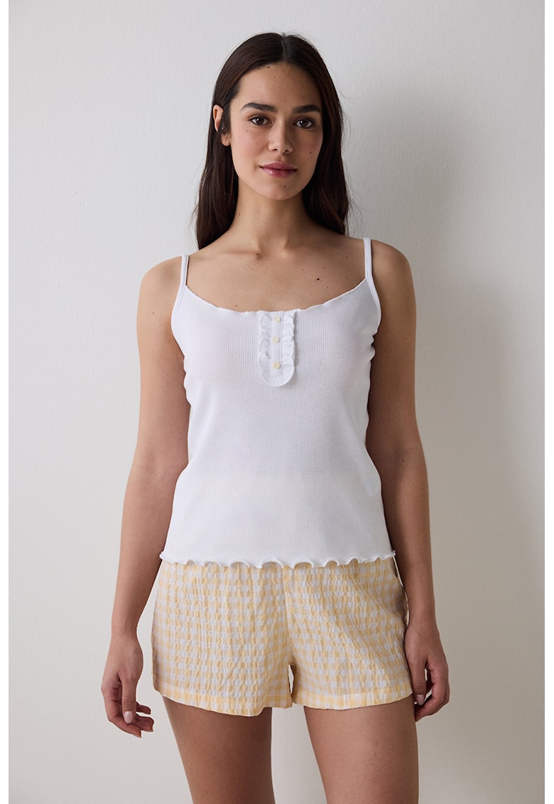 Pijama cu pantaloni scurti in carouri