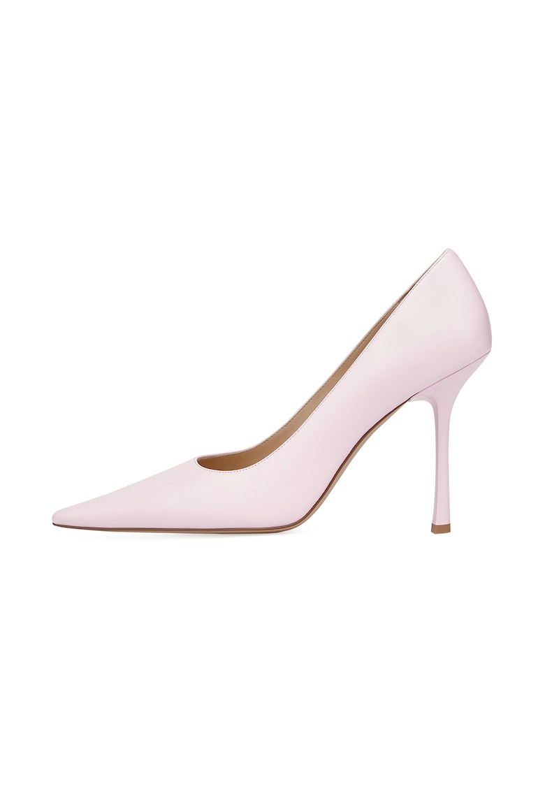 Pantofi stiletto de piele cu varf ascutit - Roz pal