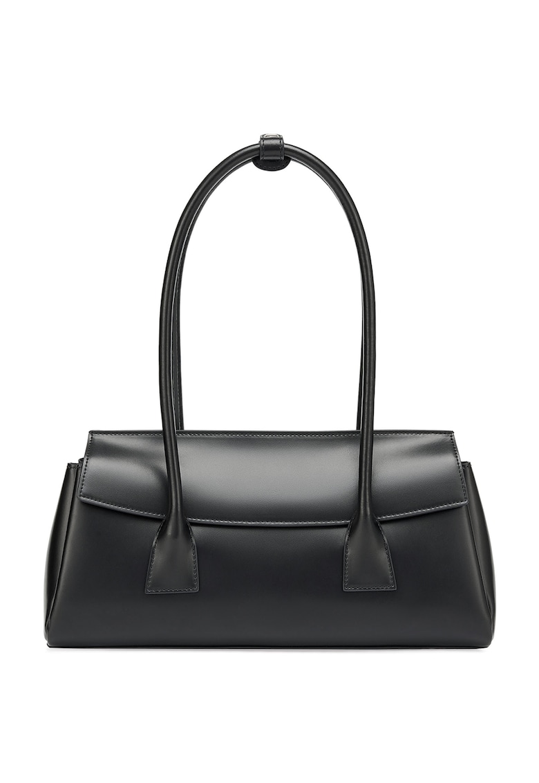 Geanta baguette din piele cu capsa