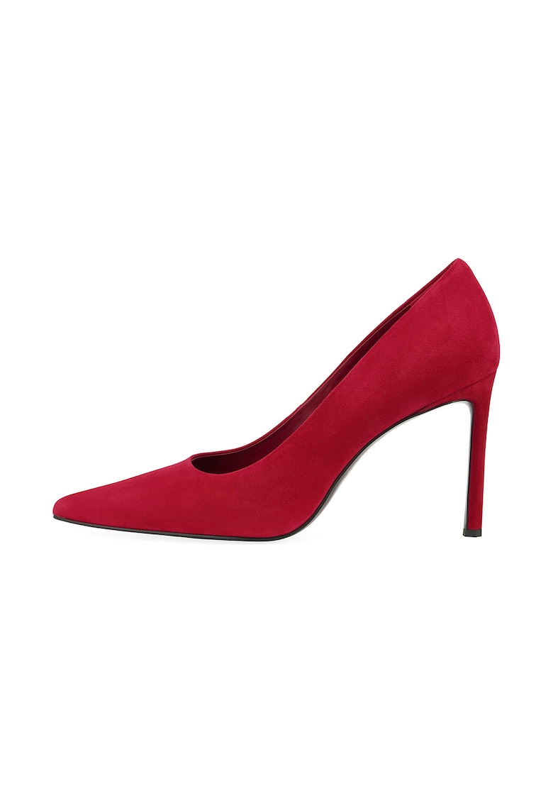 Pantofi de piele intoarsa cu varf ascutit - Rosu