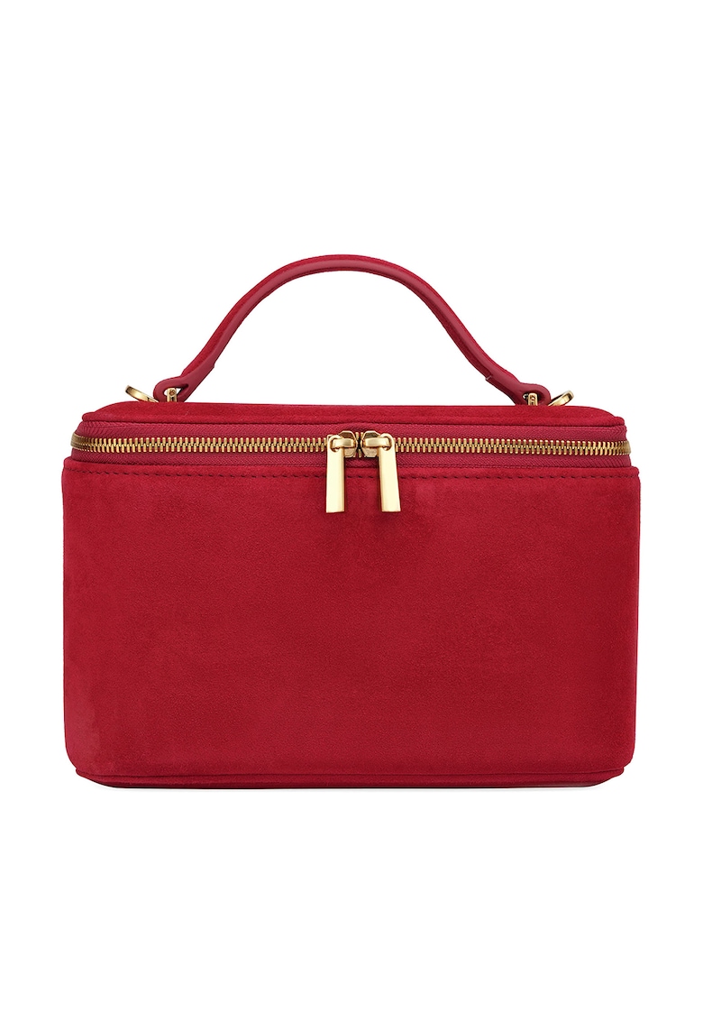 Geanta mica din piele intoarsa cu maner si bareta detasabila