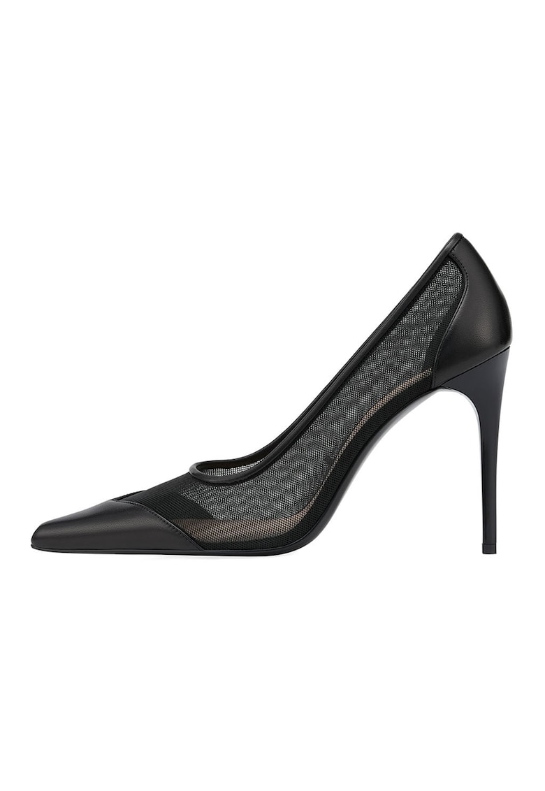 Pantofi stiletto cu varf ascutit si segment de plasa Pantofi stiletto cu varf ascutit si segment de plasa