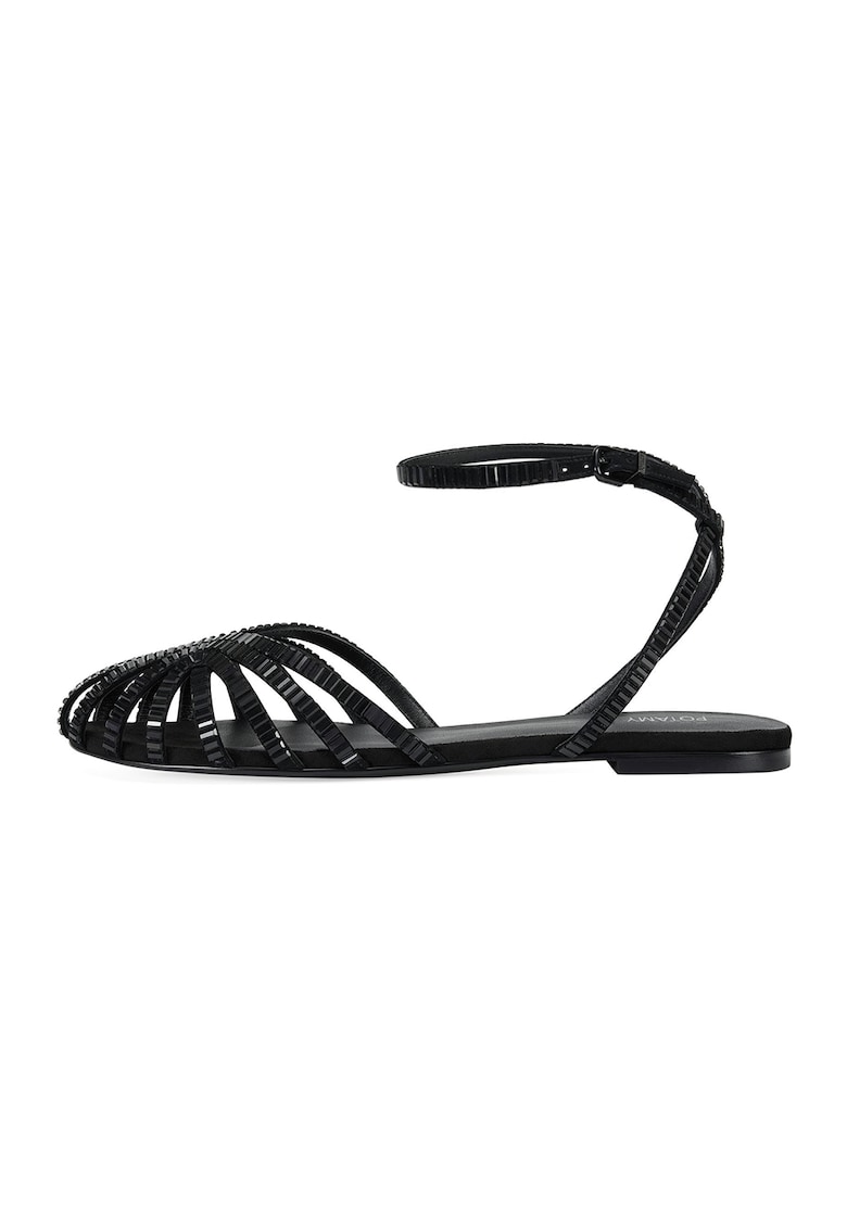 Sandale texturate cu talpa plata - Negru