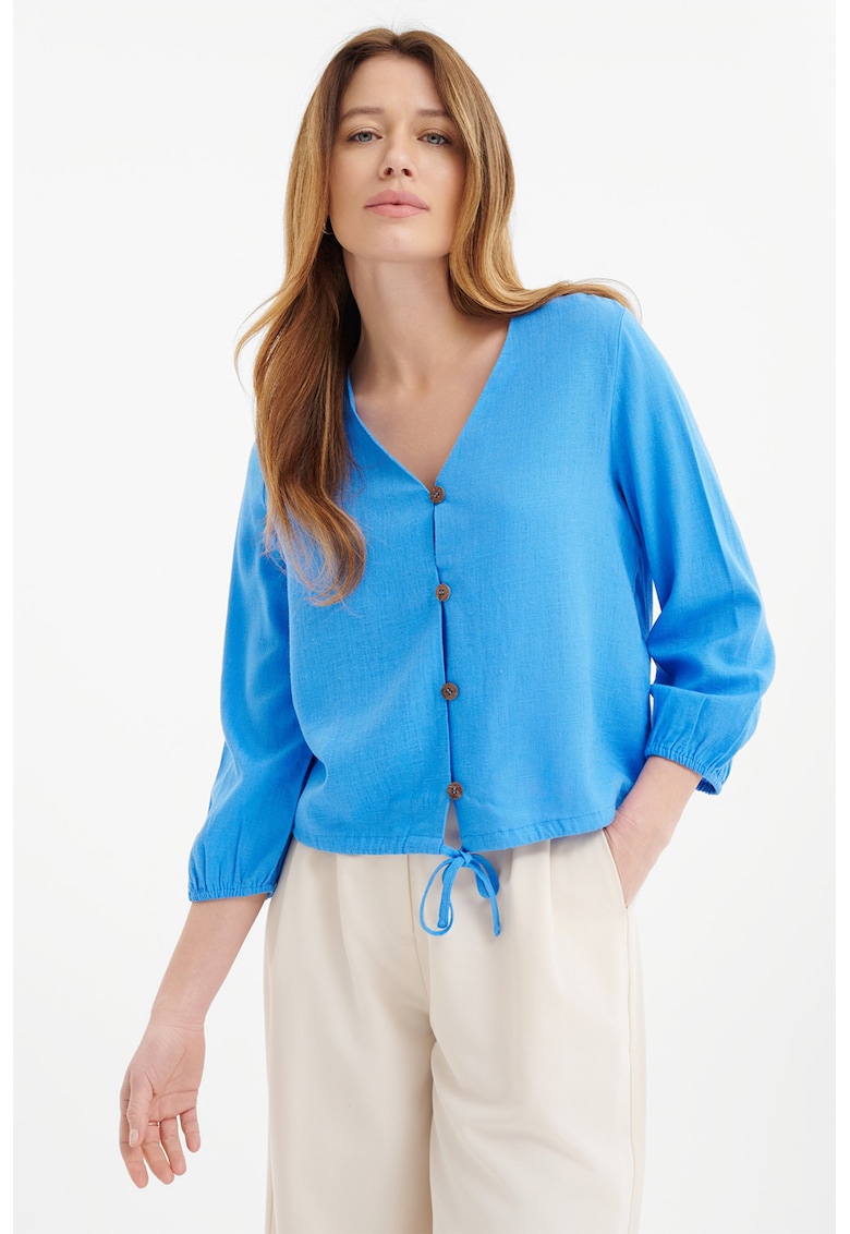 Camasa din amestec de in cu nasturi