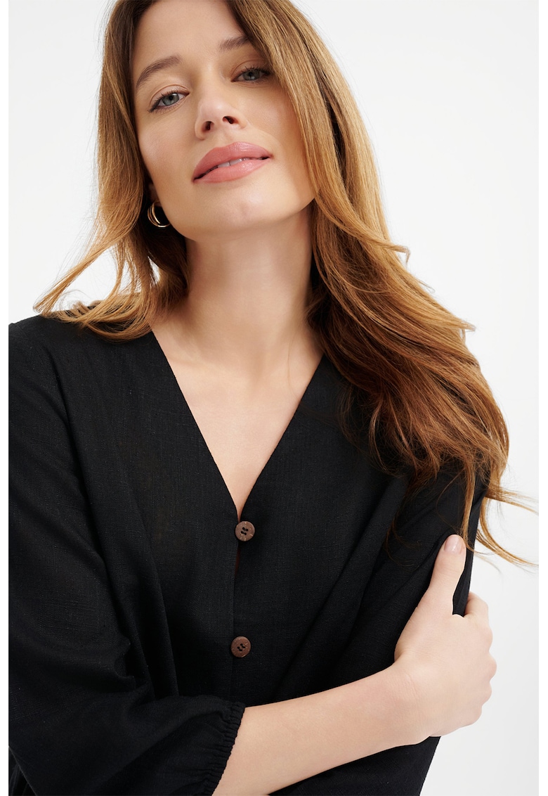 Camasa din amestec de in cu nasturi