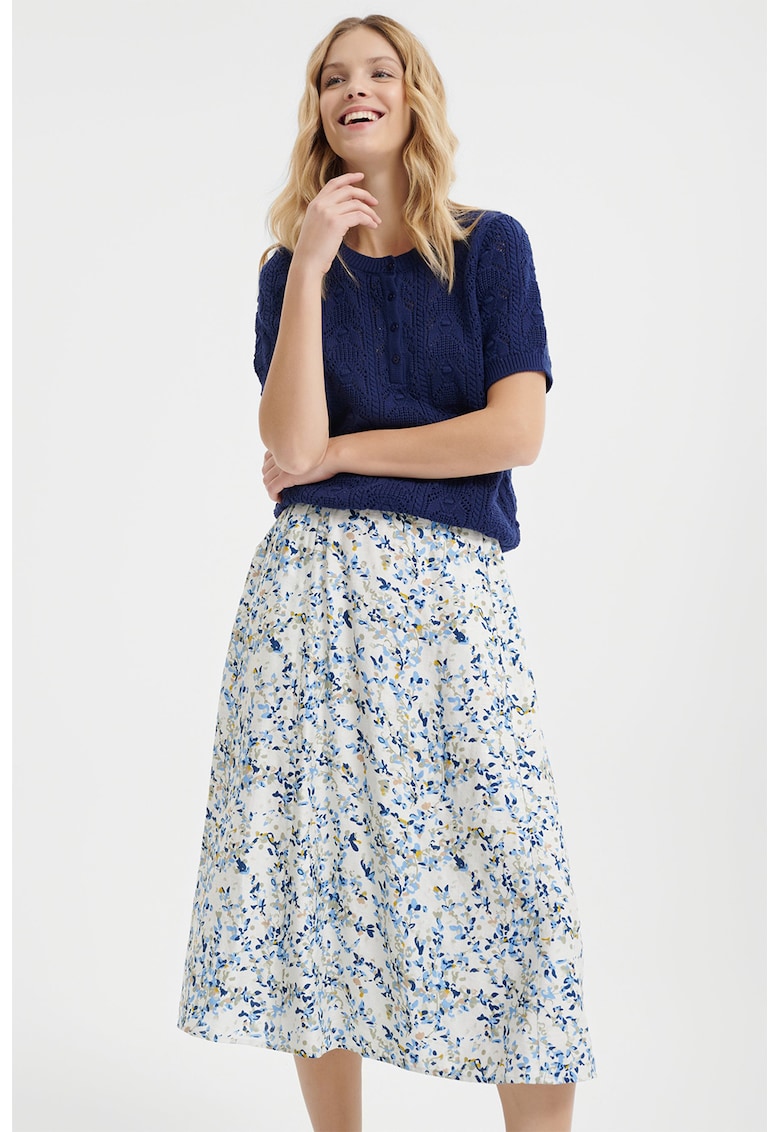 Fusta midi cu model floral